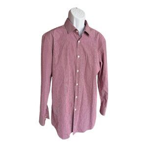 NWT Mens Hugo Boss Deep Red Pinstripe Slim Fit Button Down Shirt Sz 17 1/2 32/33